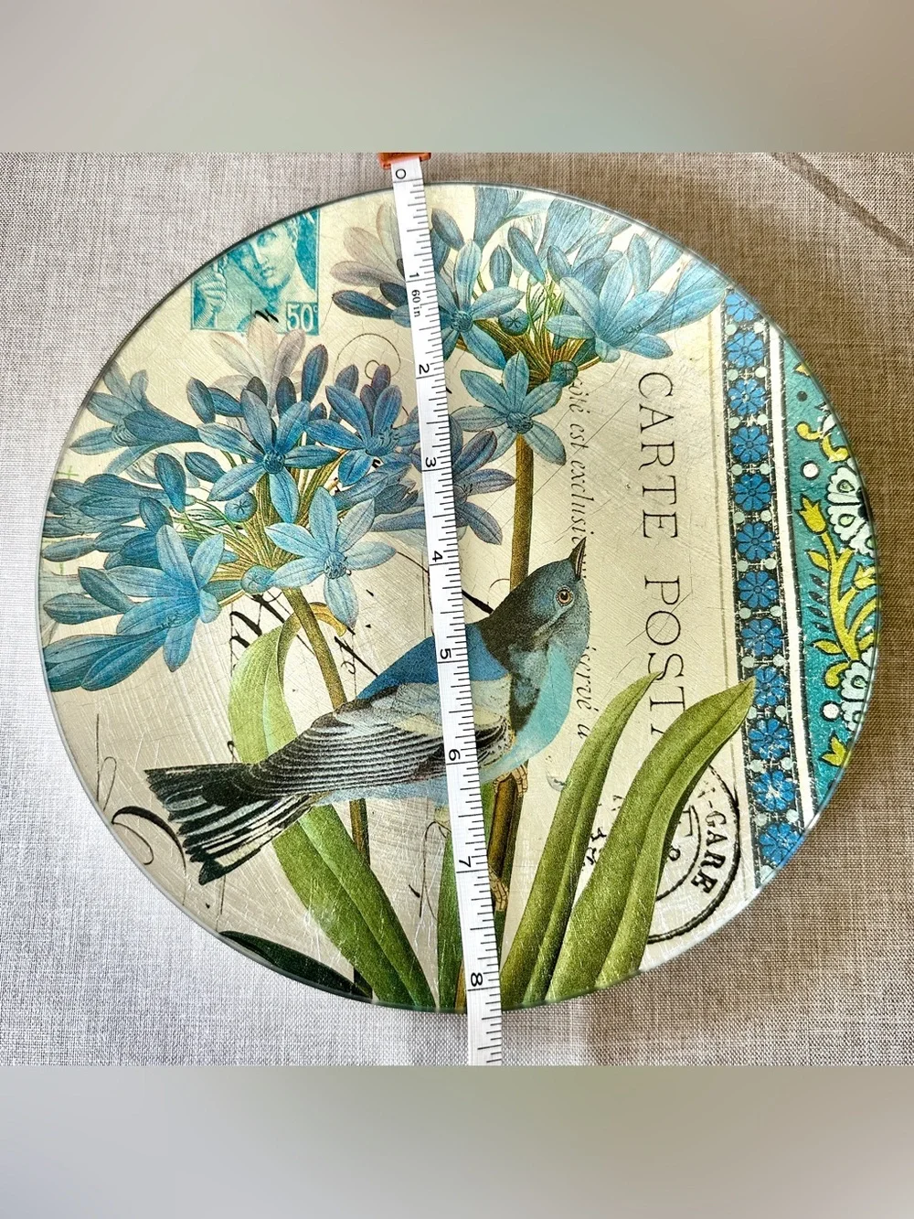 4x Pier 1 Imports Blue Bird Glass Silver Brushed Foil 8